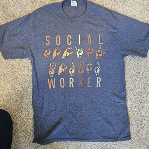 Medium, Grey, Sign Language Social Worker T-shirt